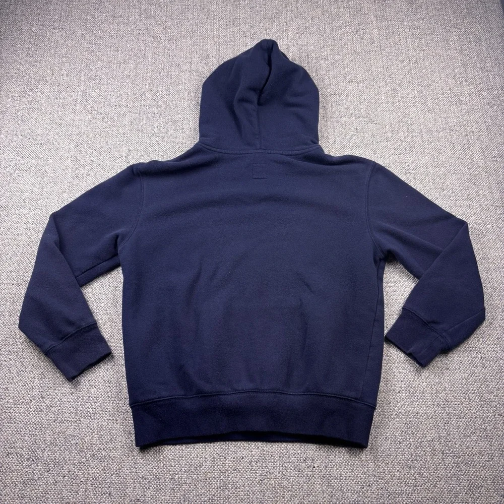 Gap Kids Fleece Hoodie Navy Blue Yellow Arch Spellout Logo Pullover Youth Sz XL
